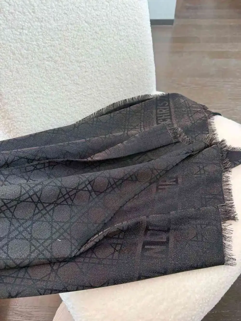 DIOR Black Monogram Sheer Scarf